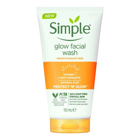 ژل شستشو صورت ویتامین سی سیمپل Simple Glow facial wash with vitamin C and anti-oxidants 150ml