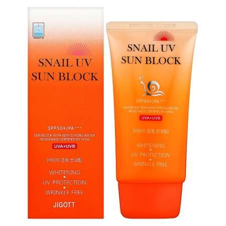 کرم ضد آفتاب ضد چروک و ترمیم کننده حلزون جیگوت Sunscreen cream Jigott Snail UV Sun Block SPF50+ 70ml