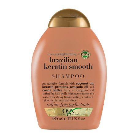 شامپو کراتین برزیلی اوجی ایکس بدون سولفات و صاف کننده قوی مو OGX Ever Straightening + Brazilian Keratin Smooth Shampoo 385ml
