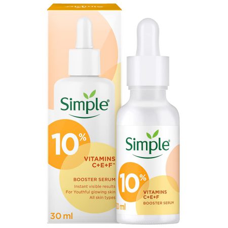 سرم تقویت کننده و روشن کننده ویتامین سی سیمپل Simple 10% Vitamins C+E+F Booster Serum 30Ml