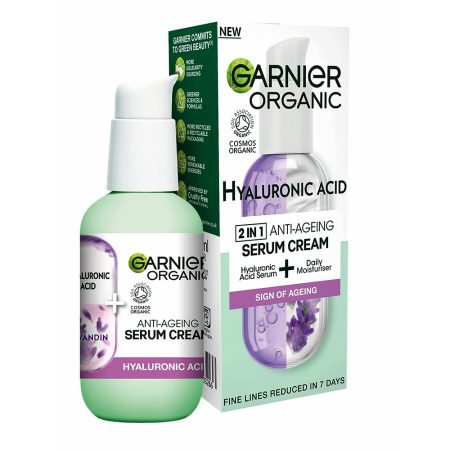 سرم کرم ضد چروک و ضد پیری 2 در 1 هیالورونیک اسید گارنیر Garnier Organic 2 in 1 Anti-Ageing Serum Cream Hyaluronic Acid 50ml